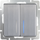 Выкл. двухкл. с подсветкой / WL02-SW-2G-LED глян.никель
