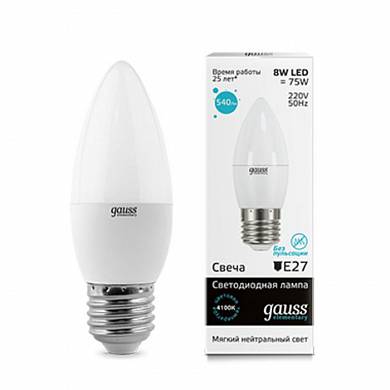 Gauss LED 8w-4100-E27 свеча