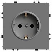 Розетка 1 с/з со шторками. (механизм) 16А платиново-серый